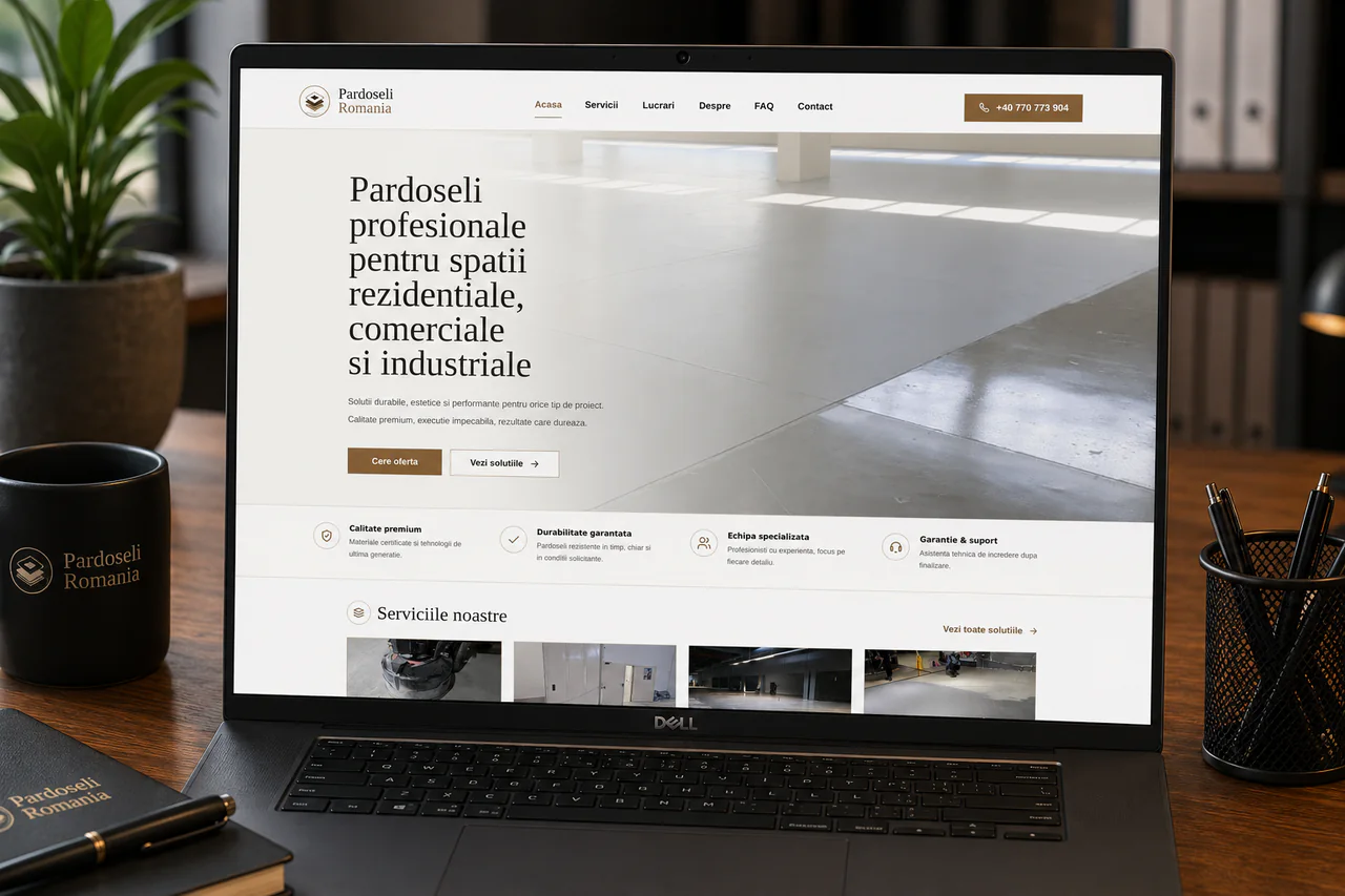 Preview website Pardoseli România realizat de BrandWave